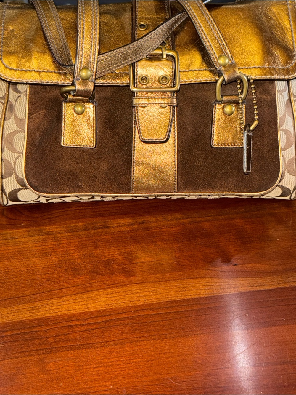 Coach Limited Edition Suede & Metallic Gold Leather Handbag
Creed K040-1498 - Picture 2 of 16
